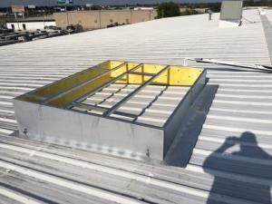 Structure used to hold an HVAC unit on a stainless steel roof near Dallas, TX.