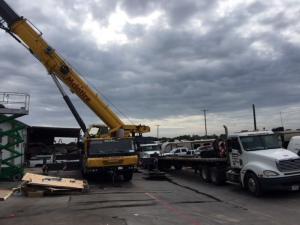 Equipment used to transport HVAC systems outside of a job site near Dallas, TX.