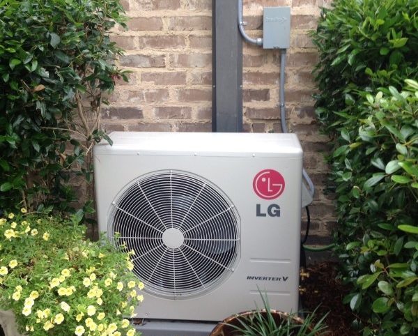 LG air conditioner installed outside of a house in Dallas, TX.