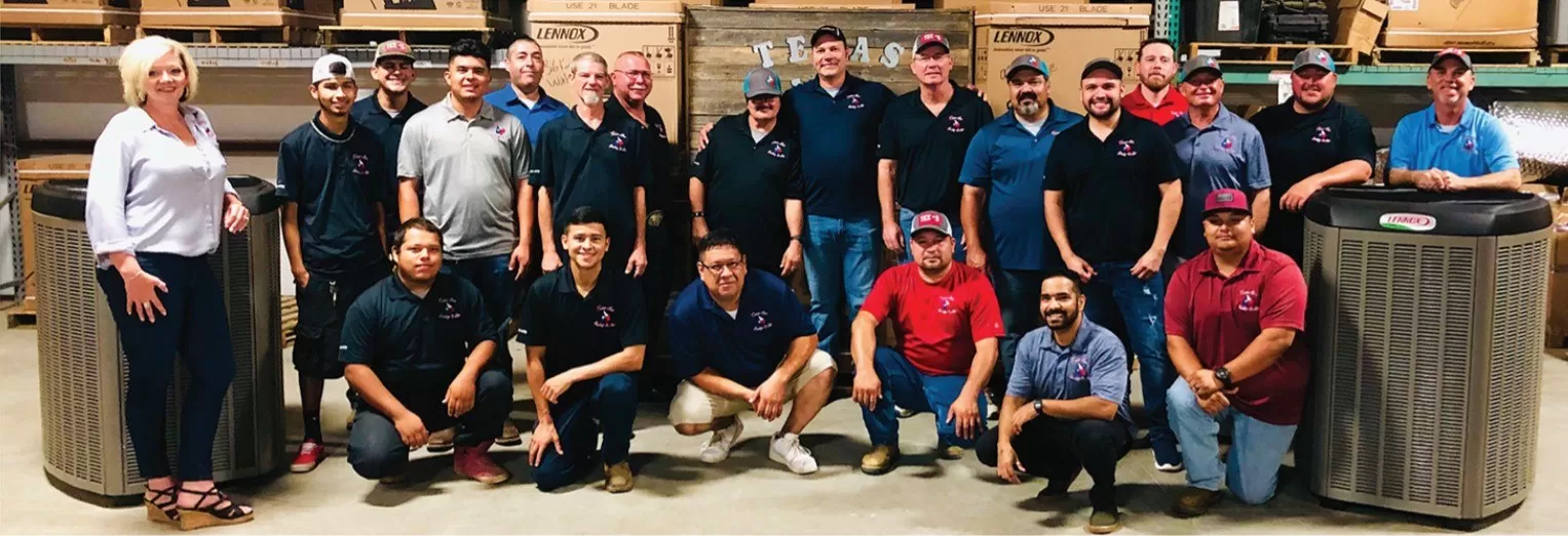Team photo of Texas Ace Heating & Air new construction team.