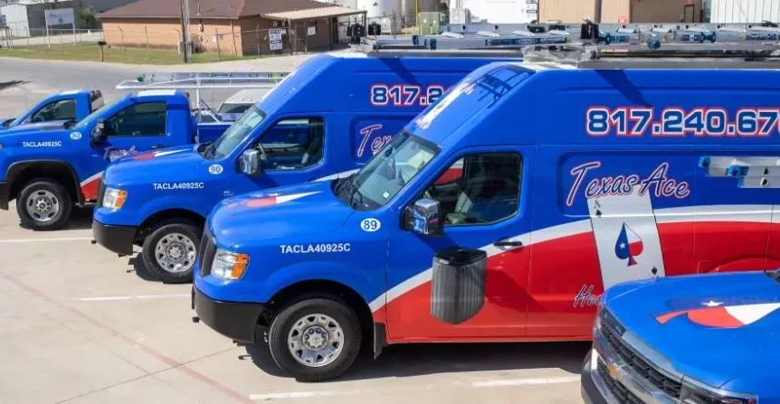 Texas Aces vans outside of office in Midlothian, TX.