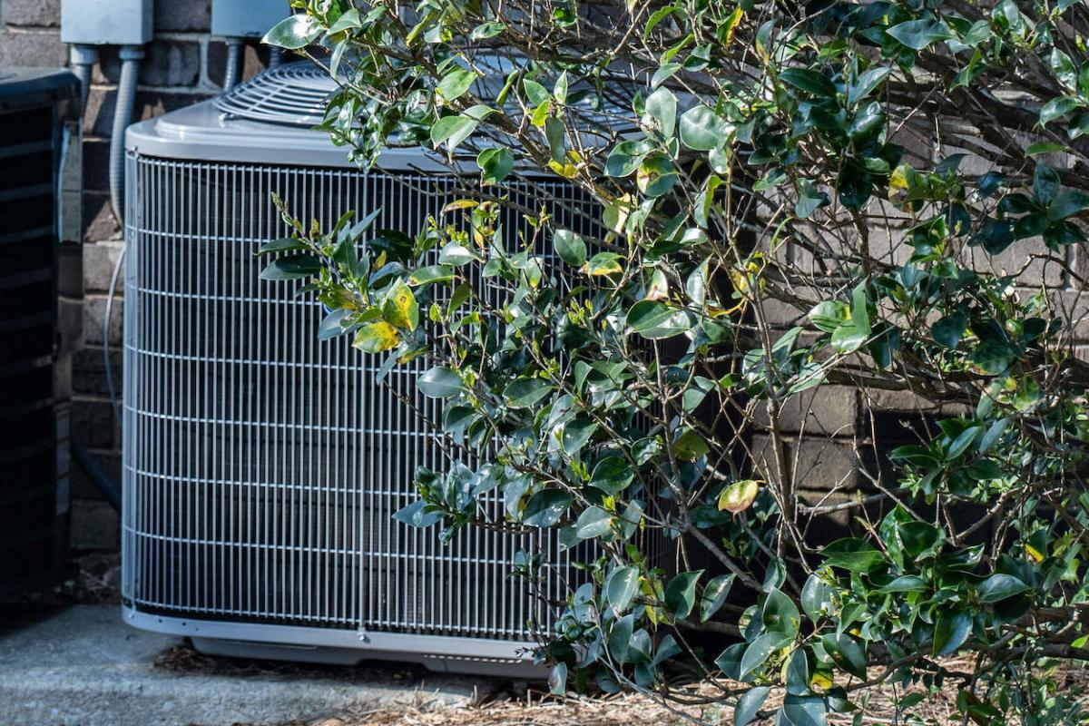 Outdoor HVAC unit outside of a house