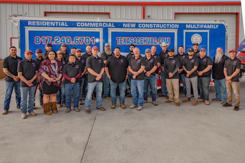 Team photo of Texas Ace Heating & Air commercial department.